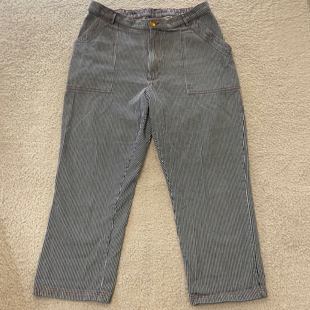 Big Bud Press Hickory Stripe Work Pants Women 1XL Blue White Railroad Carpenter